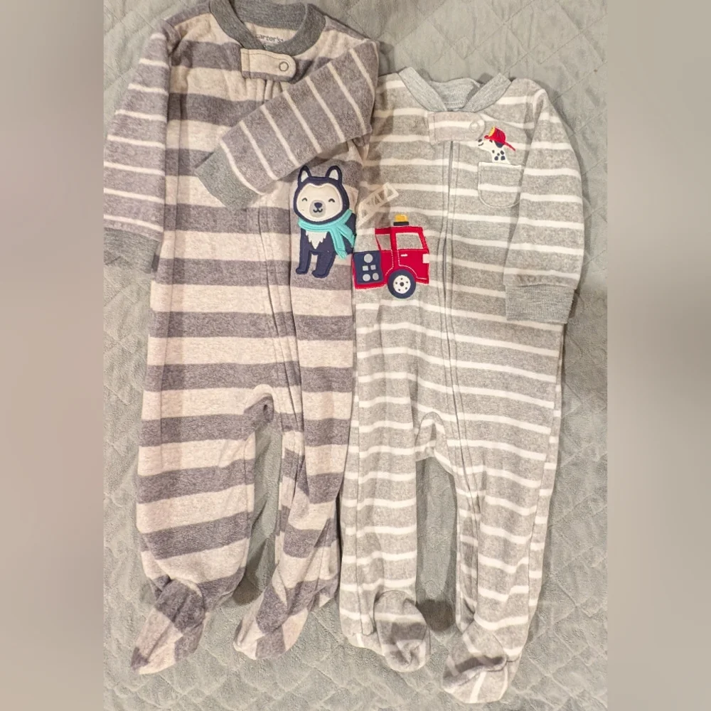 Carter's 6M Striped Gray Kids One Piece Set